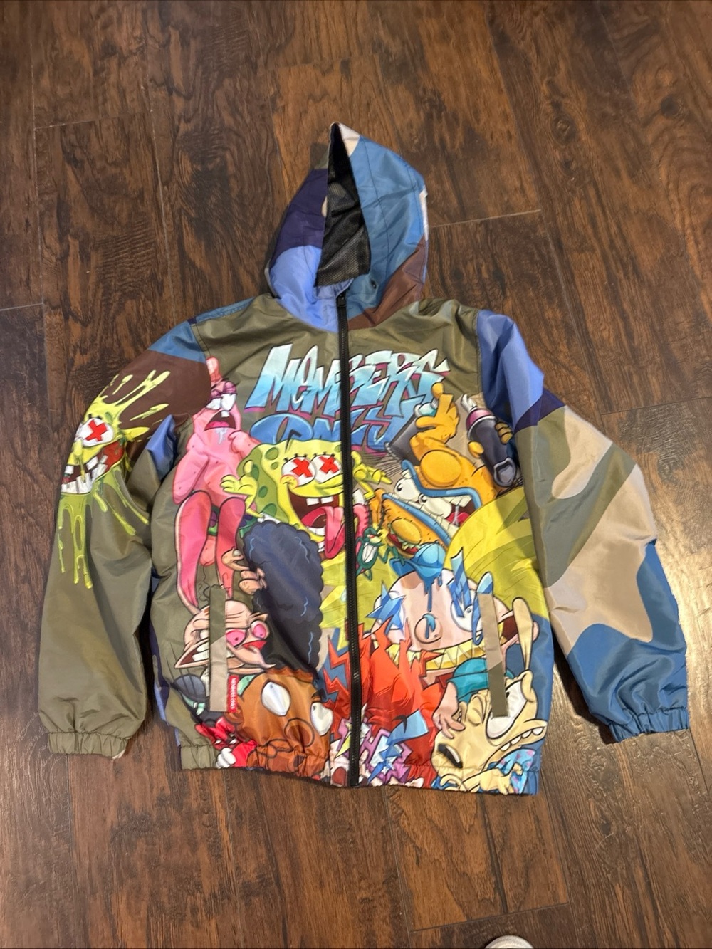 Members only x Nickelodeon windbreaker size S Multicolor Graphic Hooded Jacket